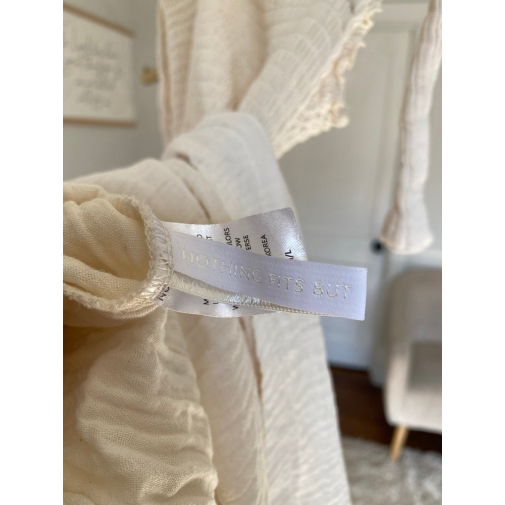 Nothing Fits But Ivory Cotton Gauze Maxi Dress Tie Strap Cottagecore Ethereal - Picture 5 of 10